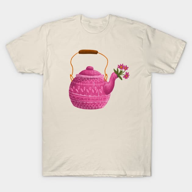 Flower Tea Pot T-Shirt by Auvrea Studio